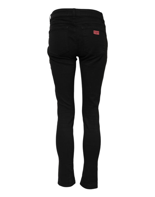 Dolce &amp; Gabbana – Schwarze Skinny-Jeans aus Baumwolle mit mittlerer Taille