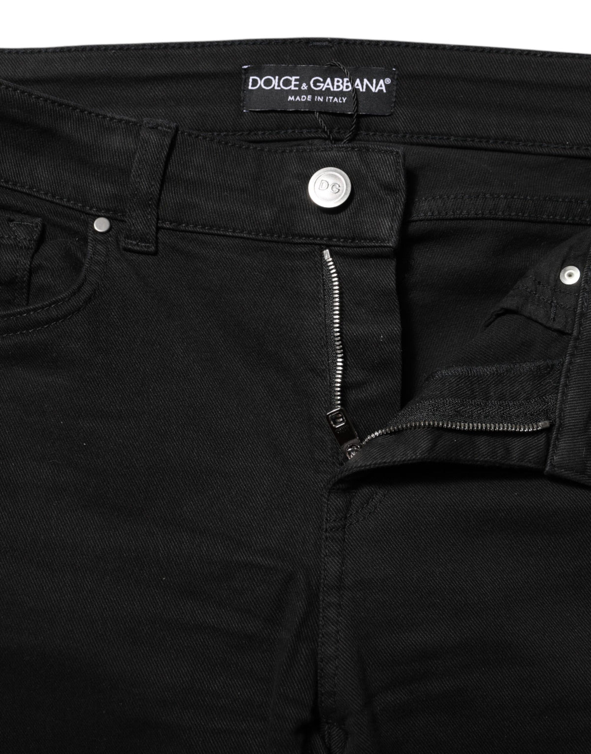 Dolce &amp; Gabbana – Schwarze Skinny-Jeans aus Baumwolle mit mittlerer Taille