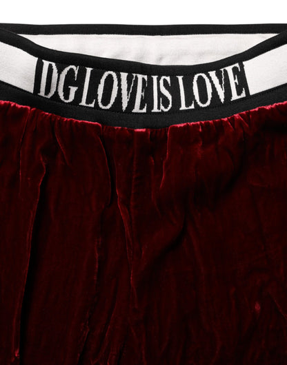 Dolce &amp; Gabbana – Rote Viskose-Hose mit DG-Logo und mittlerer Taille