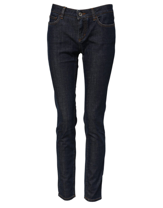 Dolce &amp; Gabbana – Blaue Skinny-Jeans aus Baumwoll-Denim mit mittlerer Taille