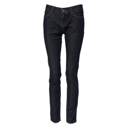 Dolce &amp; Gabbana – Blaue Skinny-Jeans aus Baumwoll-Denim mit mittlerer Taille