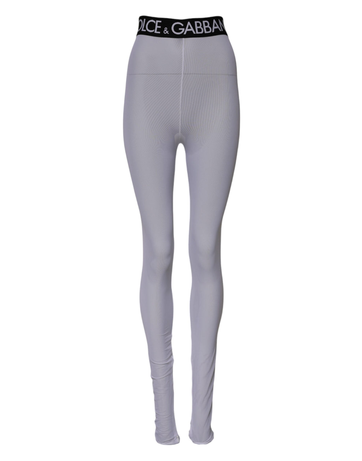 Dolce &amp; Gabbana – Graue Leggings aus Nylon mit DG-Logo und mittlerer Taille