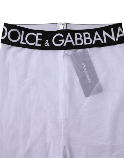 Dolce &amp; Gabbana – Graue Leggings aus Nylon mit DG-Logo und mittlerer Taille