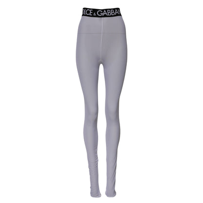 Dolce &amp; Gabbana – Graue Leggings aus Nylon mit DG-Logo und mittlerer Taille