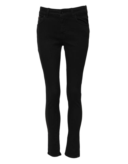 Dolce &amp; Gabbana – Schwarze Skinny-Jeans aus Baumwolle mit mittlerer Taille