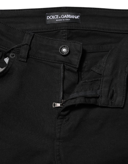 Dolce &amp; Gabbana – Schwarze Skinny-Jeans aus Baumwolle mit mittlerer Taille