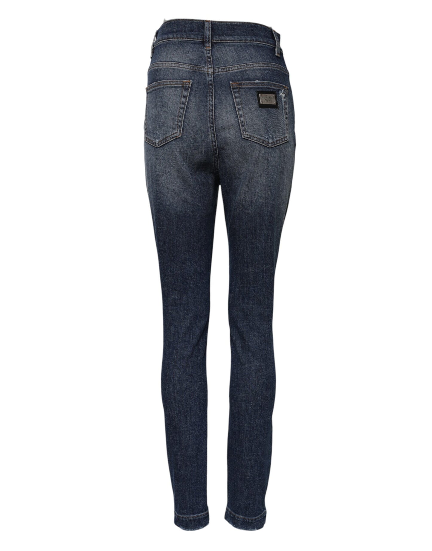 Dolce &amp; Gabbana – Blaue Jeans aus gewaschener Baumwolle mit hoher Taille