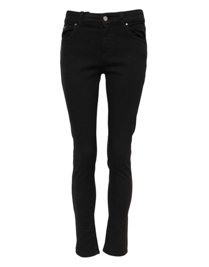 Dolce &amp; Gabbana – Schwarze Skinny-Jeans aus Baumwolle mit mittlerer Taille