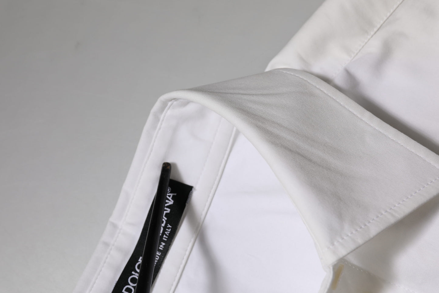 Dolce &amp; Gabbana – Weißes, langärmliges Oberteil aus Baumwolle mit Kragen