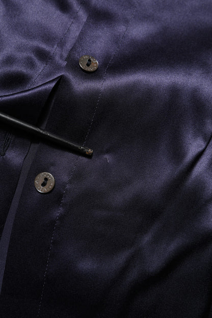 Dolce &amp; Gabbana – Blusentop aus Seide mit Ascot-Kragen in Dunkelviolett