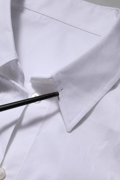 Dolce &amp; Gabbana – Weißes, langärmliges Oberteil aus Baumwolle mit Kragen