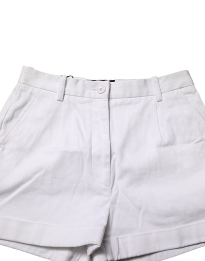 Dolce & Gabbana White Cotton Mid Waist Women Bermuda Shorts