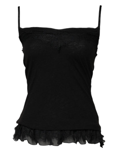 Scervino Street – Ärmelloses Tanktop aus Wolle mit quadratischem Ausschnitt in Schwarz