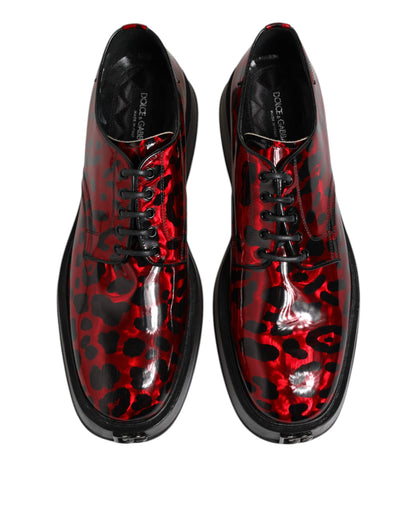 Dolce &amp; Gabbana – Derby-Schuhe für formelle Herren mit rotem Leopardenmuster