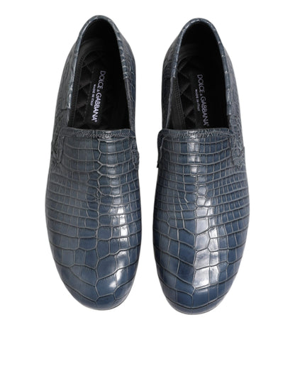 Dolce &amp; Gabbana – Slipper aus exotischem Leder in Blau für Herren