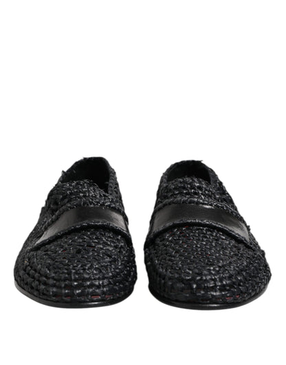 Dolce &amp; Gabbana – Schwarze Slipper aus gewebtem Leder Herren Schuhe