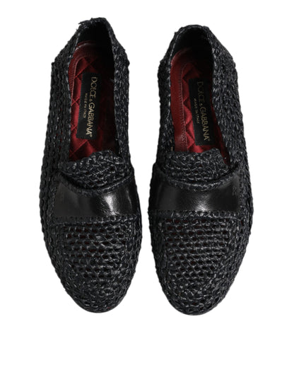 Dolce &amp; Gabbana – Schwarze Slipper aus gewebtem Leder Herren Schuhe