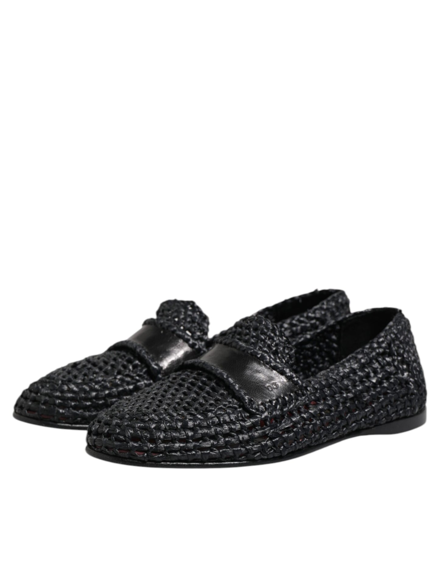 Dolce &amp; Gabbana – Schwarze Slipper aus gewebtem Leder Herren Schuhe