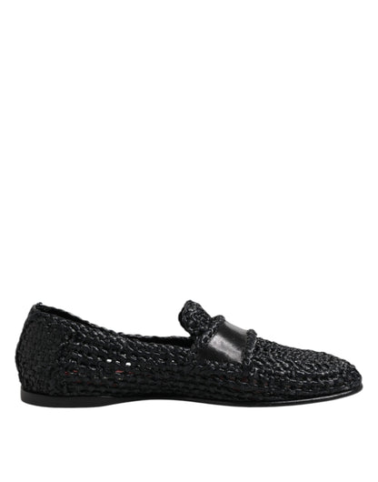 Dolce &amp; Gabbana – Schwarze Slipper aus gewebtem Leder Herren Schuhe