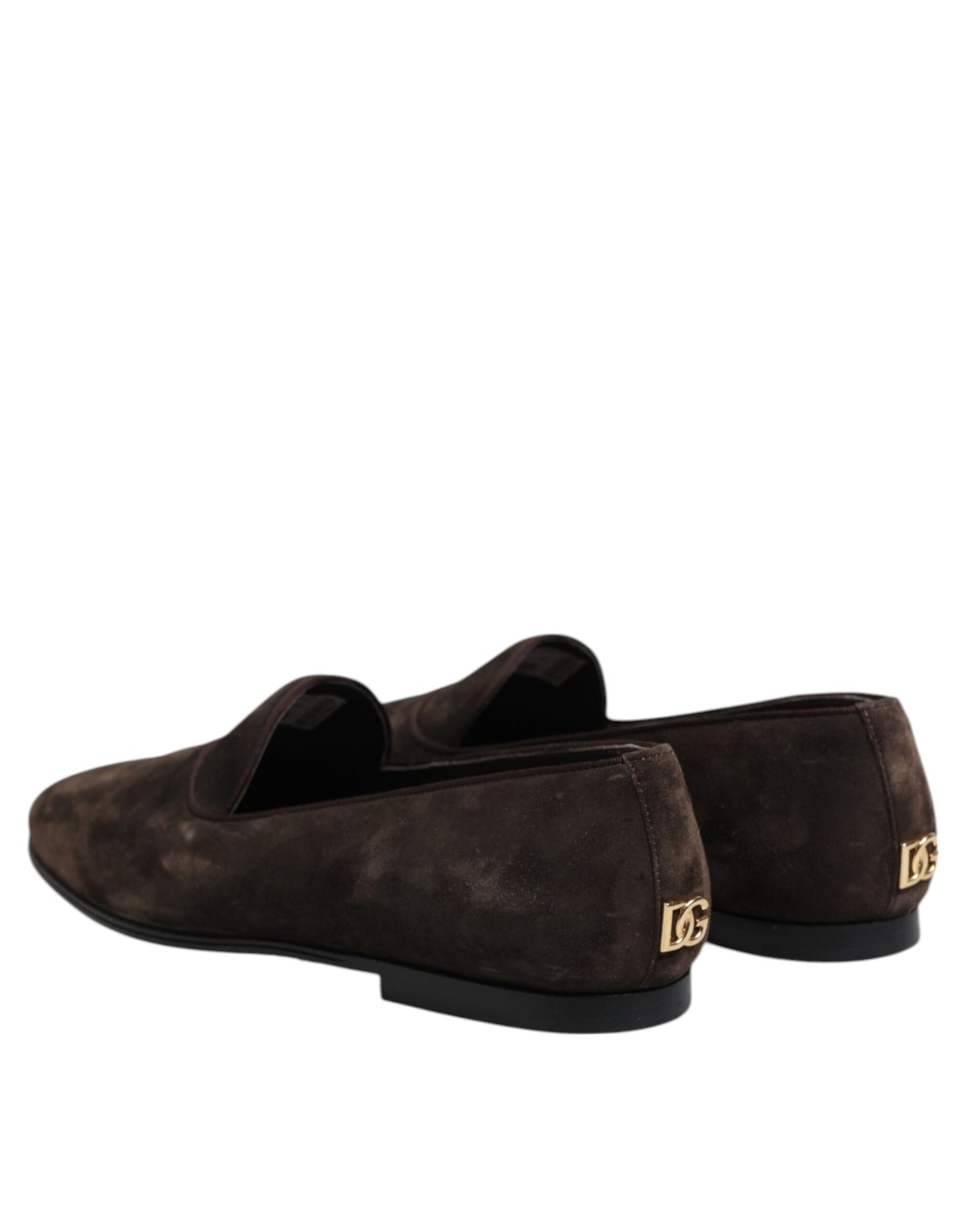 Dolce &amp; Gabbana – Slipper aus braunem Samtleder