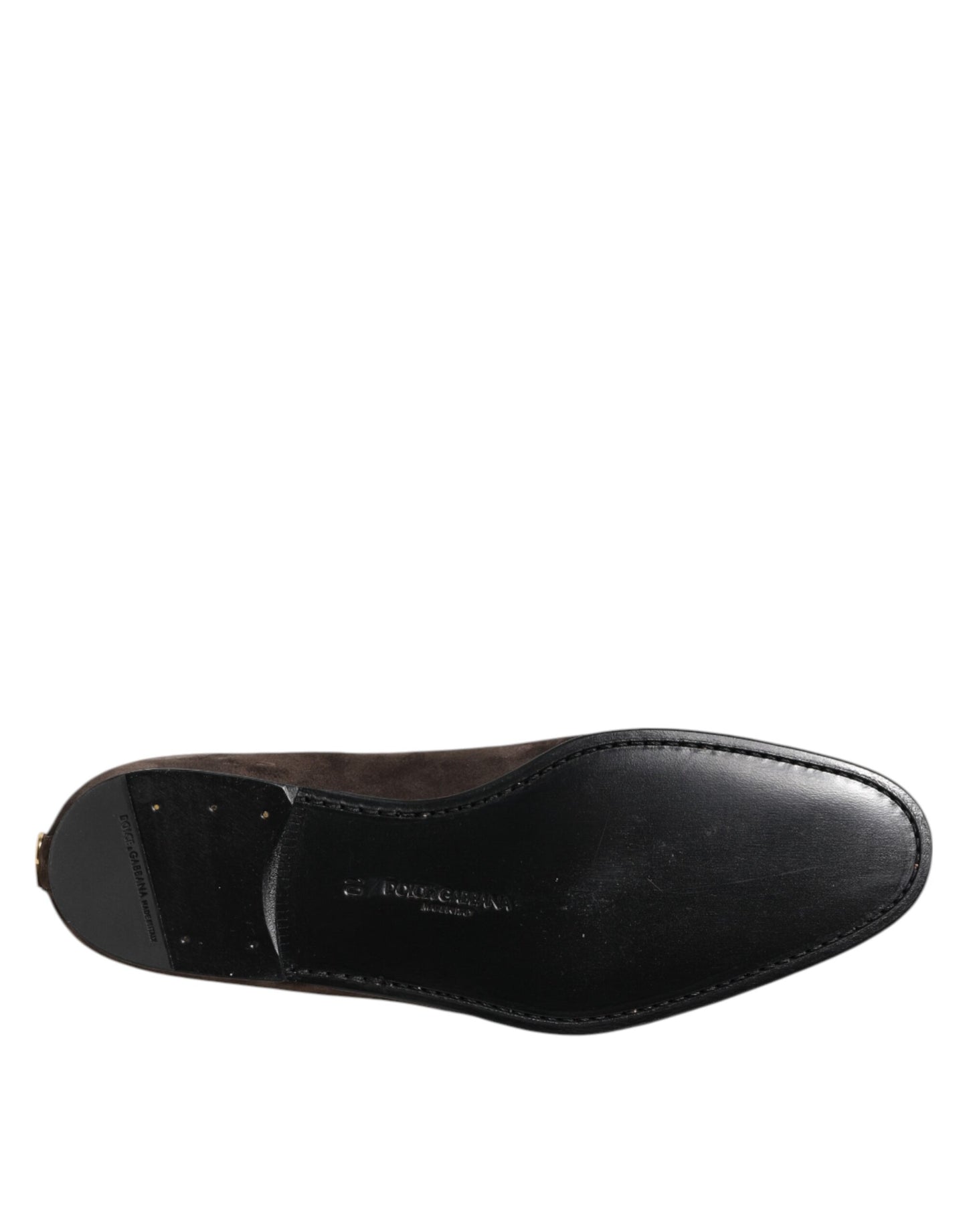 Dolce &amp; Gabbana – Slipper aus braunem Samtleder