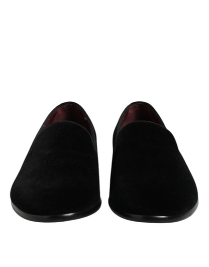 Dolce &amp; Gabbana – Slipper aus schwarzem Samt, formelle Schuhe