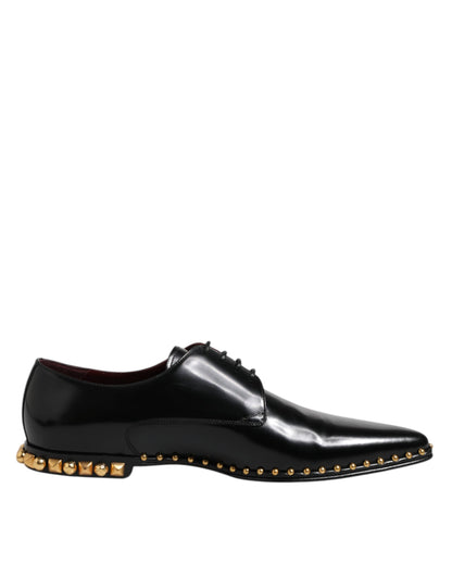 Dolce &amp; Gabbana – Derby-Schuhe aus schwarzem Leder mit Nieten