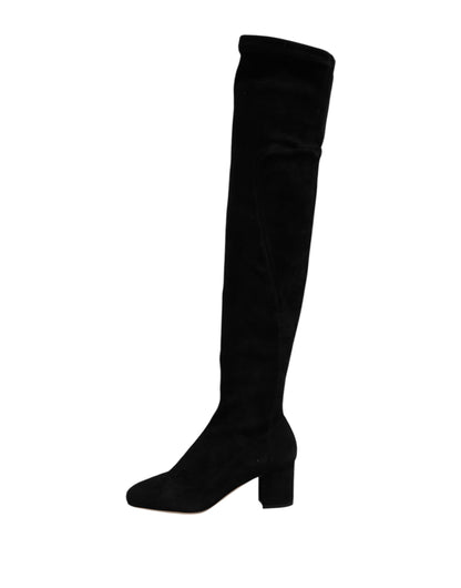 Dolce &amp; Gabbana – Kniehohe Stiefel aus schwarzem Wildleder