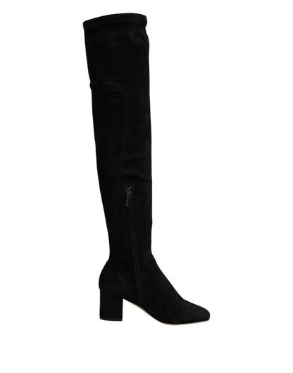 Dolce &amp; Gabbana – Kniehohe Stiefel aus schwarzem Wildleder