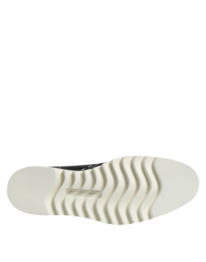 حذاء دولتشي آند غابانا أسود وأبيض من الجلد للكاحل