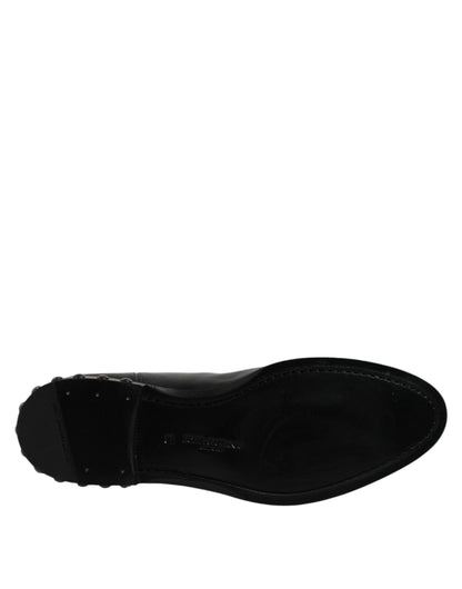 Dolce &amp; Gabbana – Schwarze Stiefeletten aus Leder mit Logo und Nieten