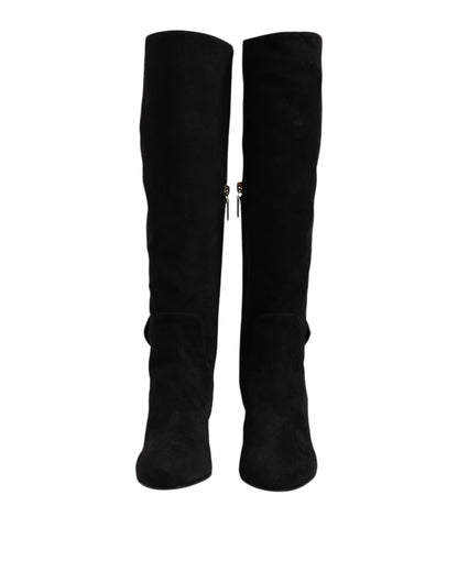 Dolce &amp; Gabbana – Kniehohe Stiefel aus schwarzem Wildleder