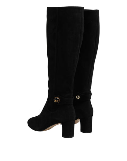 Dolce &amp; Gabbana – Kniehohe Stiefel aus schwarzem Wildleder
