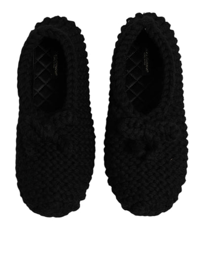 Dolce &amp; Gabbana – Ballerinas zum Hineinschlüpfen aus schwarzer Wolle