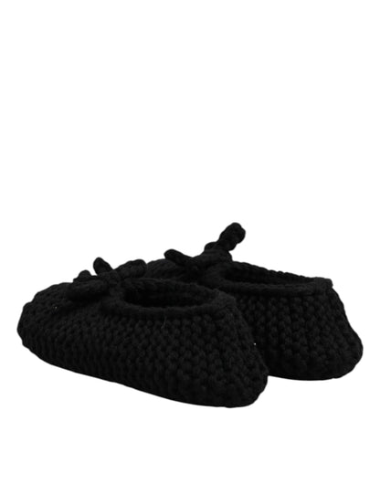 Dolce &amp; Gabbana – Ballerinas zum Hineinschlüpfen aus schwarzer Wolle