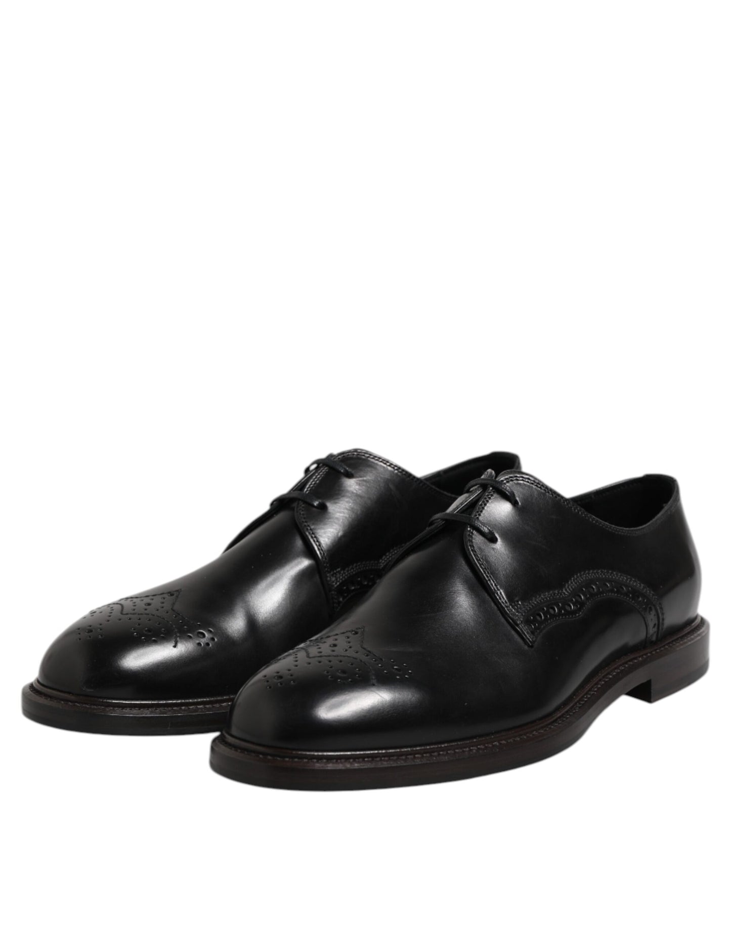 Dolce &amp; Gabbana – Formelle Derby-Schuhe aus schwarzem Leder mit Flügelkappe
