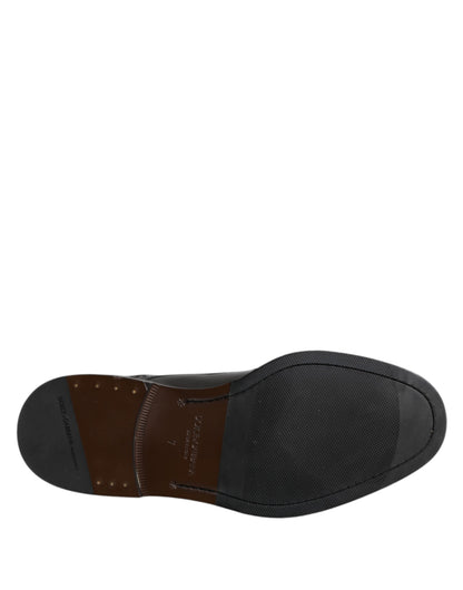 Dolce &amp; Gabbana – Formelle Derby-Schuhe aus schwarzem Leder mit Flügelkappe