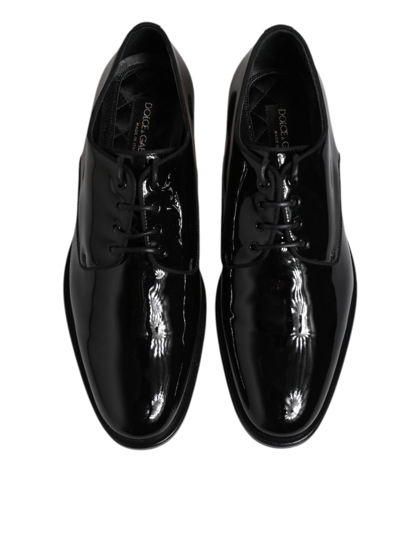 Dolce & Gabbana Black Patent Leather Derby Formal Dress Shoes