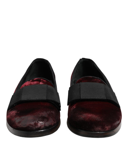 Dolce & Gabbana Red Velvet Men Slip On Loafers Dress Shoes
