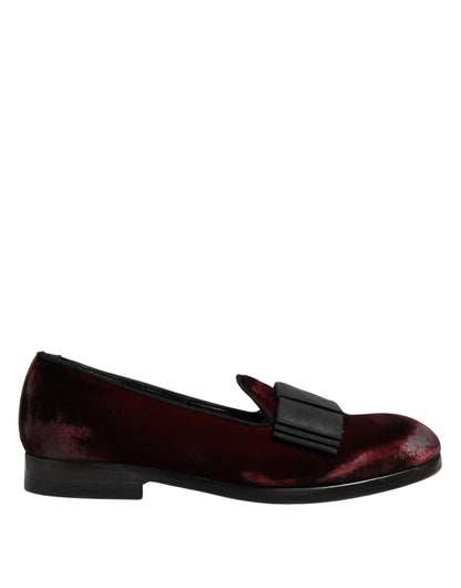 Dolce & Gabbana Red Velvet Men Slip On Loafers Dress Shoes