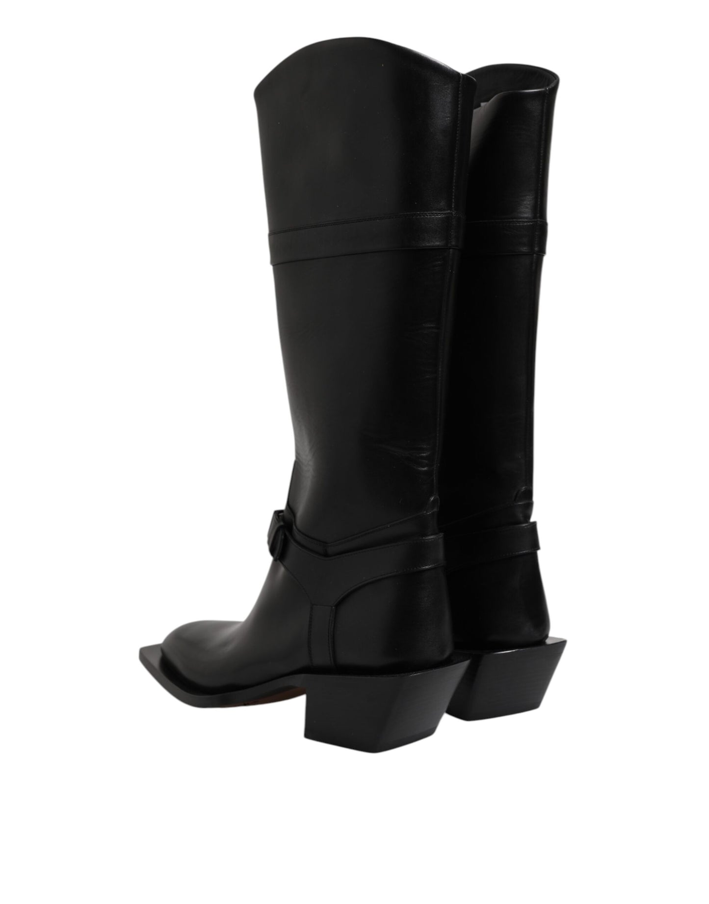 Dolce &amp; Gabbana Schwarze Lederstiefel mit hohen Absätzen