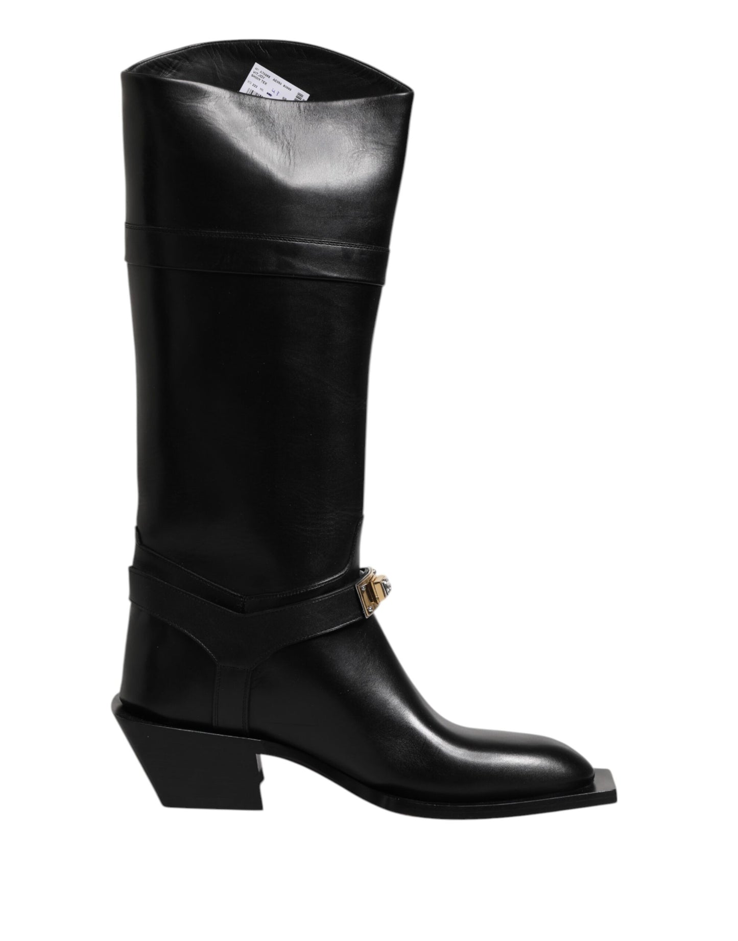 Dolce &amp; Gabbana Schwarze Lederstiefel mit hohen Absätzen
