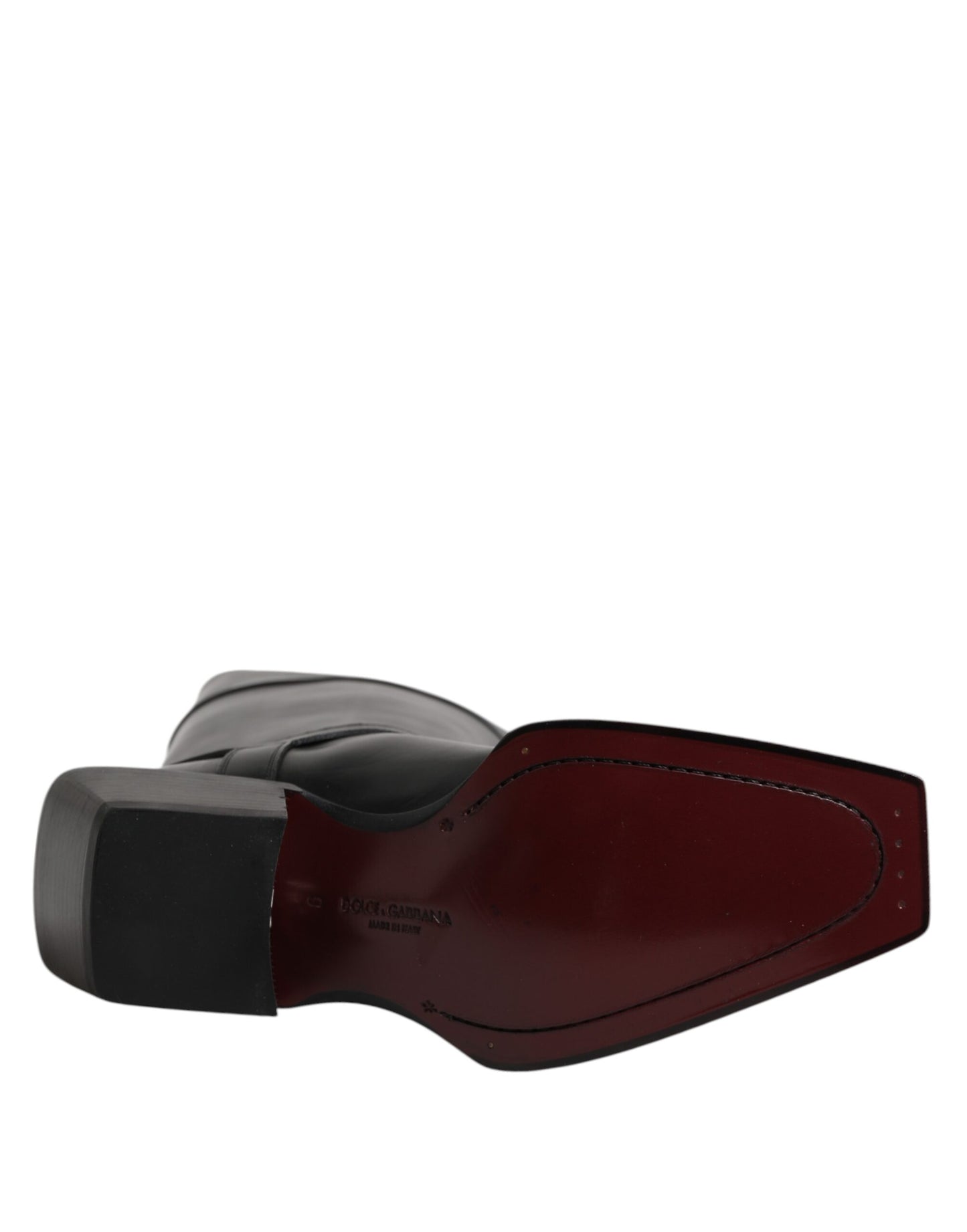 Dolce &amp; Gabbana Schwarze Lederstiefel mit hohen Absätzen