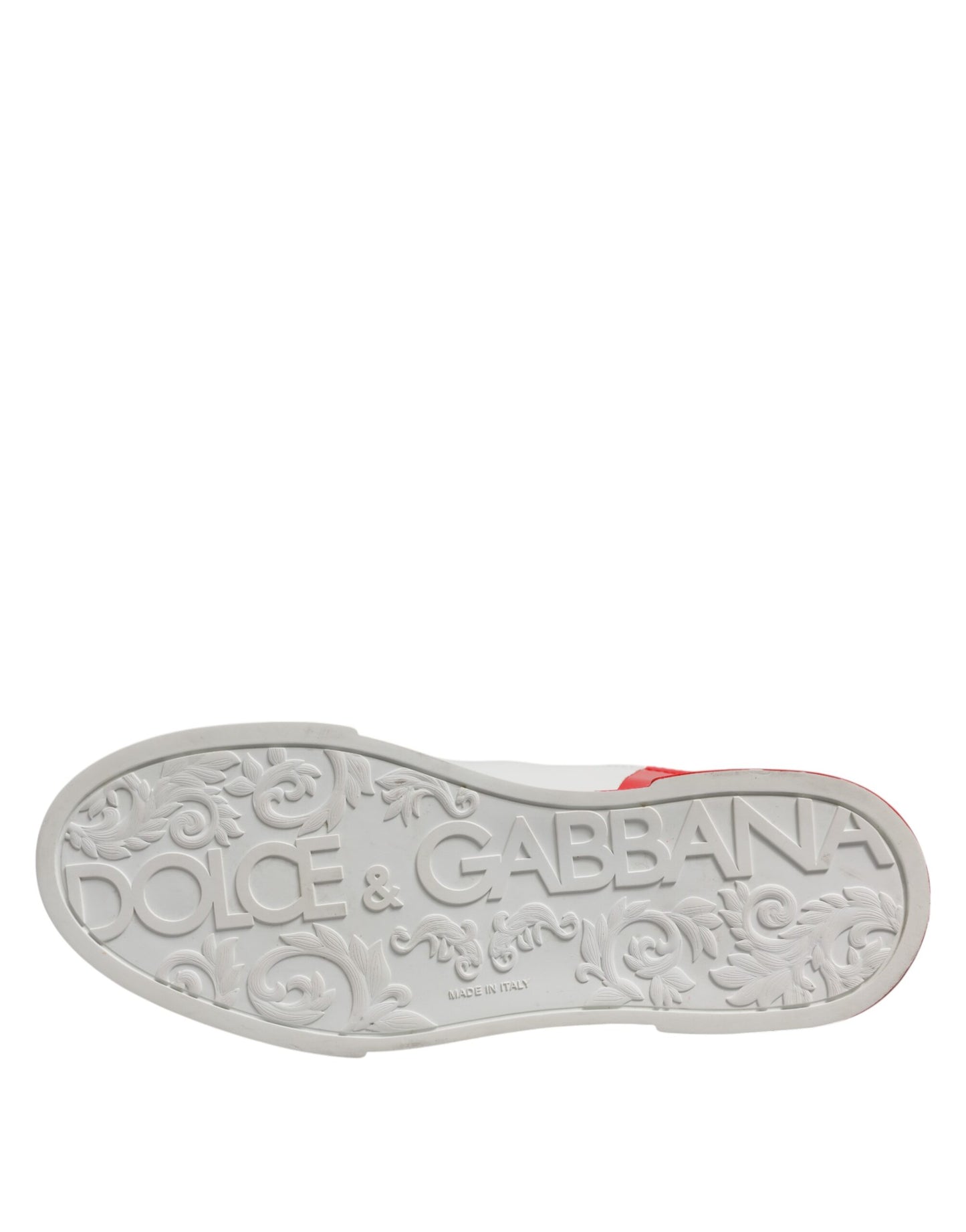 Dolce &amp; Gabbana Weiß Rot Logo Low Top Leder Sneakers Schuhe