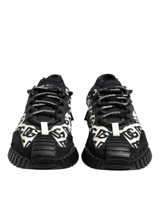 Dolce & Gabbana Black Logo Lace Up Low Top NS1 Sneakers Shoes