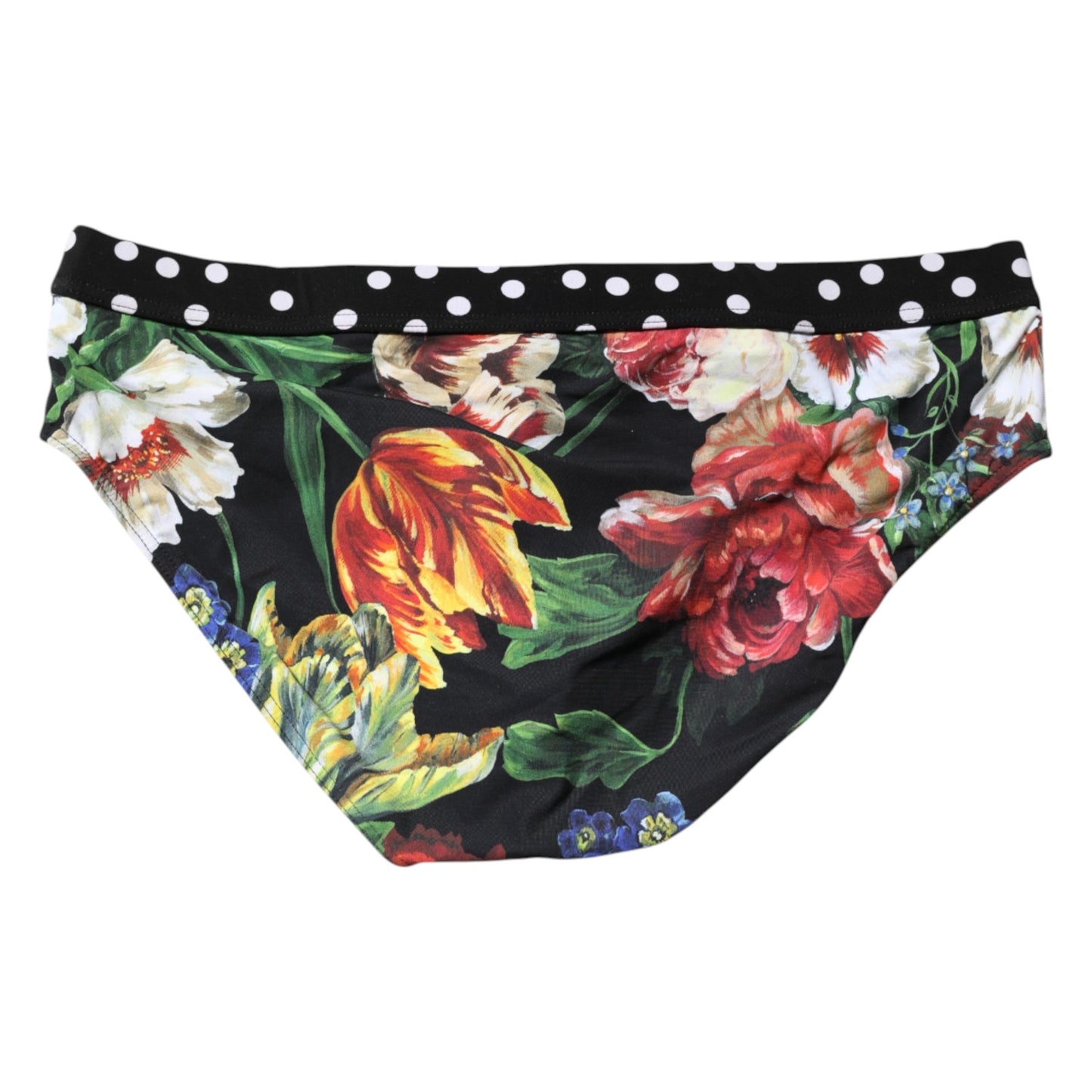 Dolce & Gabbana Black Floral Logo Beachwear Men Brief Swimwear