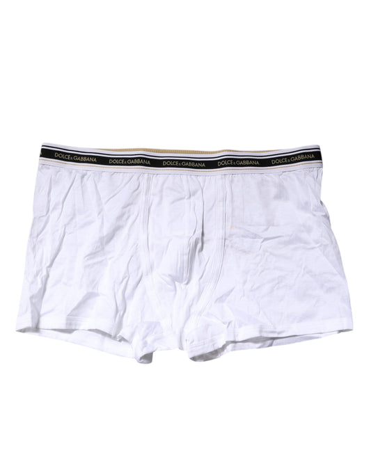 Dolce & Gabbana White Cotton Stretch Regular Boxer Underwear