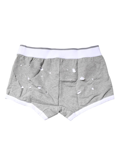 Dolce &amp; Gabbana – Graue Boxershorts aus Baumwollstretch in regulärer Passform