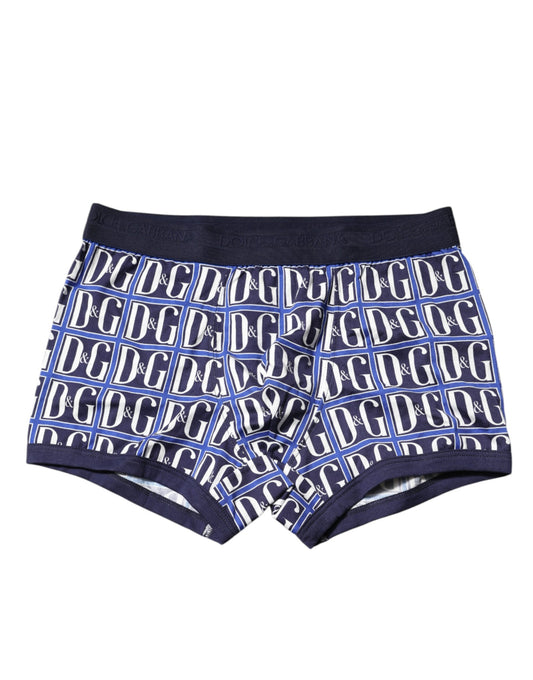 Dolce &amp; Gabbana – Boxershorts in regulärer Passform mit blauem Logo-Print