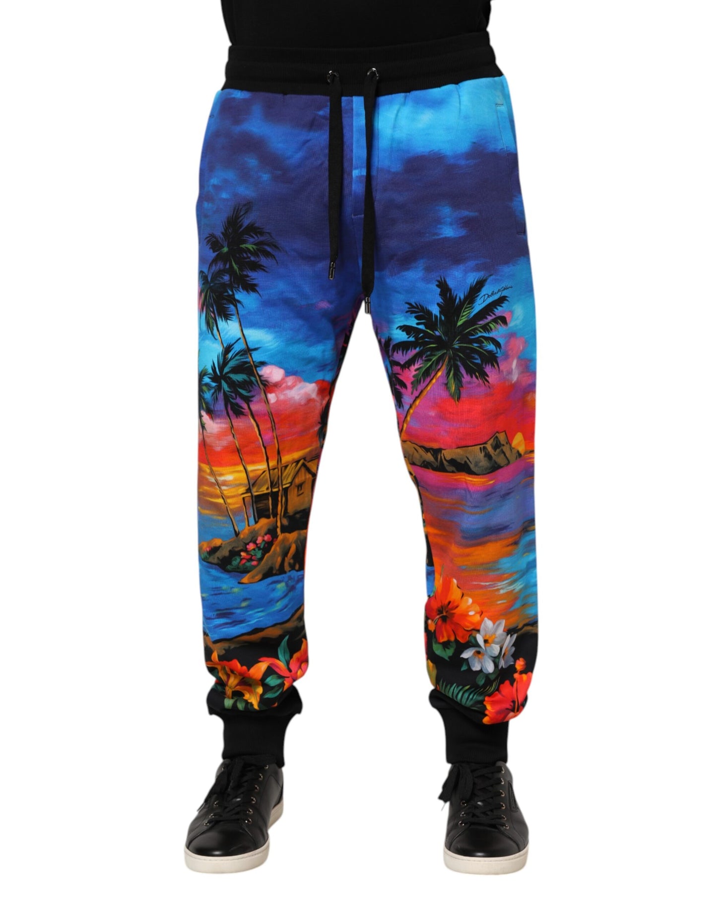 Dolce &amp; Gabbana – Blaue Jogginghose mit Hawaii-Print
